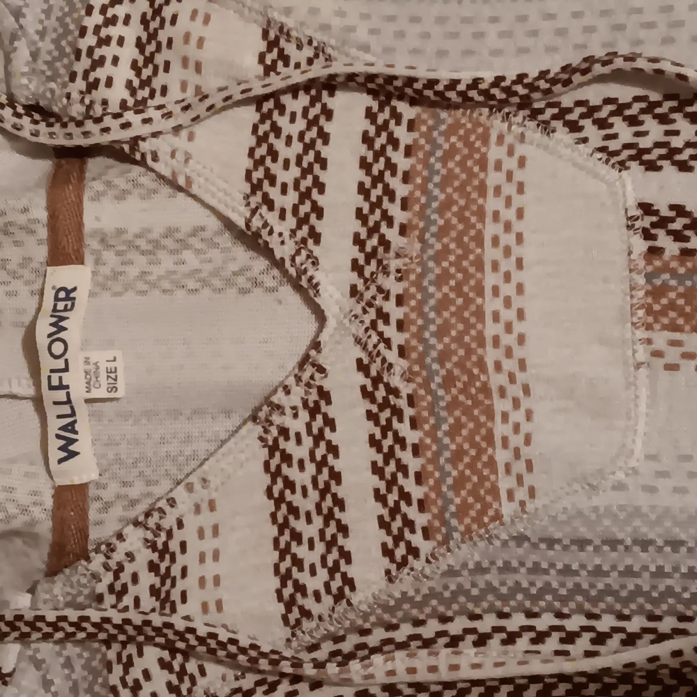 Wallflower Brown and Cream Crew Neck Sweater with Stripes - Picture 3 of 3